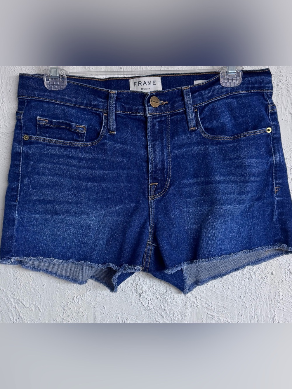 FRAME Denim Le Cutoff Mid-Rise Frayed Jean Shorts Size 27
